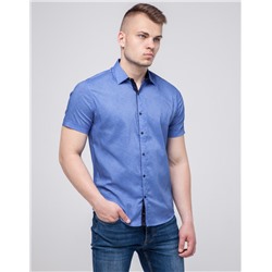 Синяя молодежная рубашка Semco стильного пошива модель 20433 1405