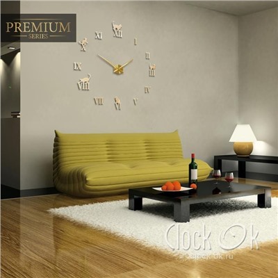 Настенные 3D часы Charm Cat Premium