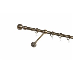 Карниз металлический 1-рядный "Каро", золото антик, крученая труба, ø16 мм  (kn-189)