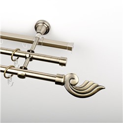 Карниз металлический стыкованный c наконечниками "Генуя", 3-рядный, золото антик, гладкая труба, ø 16 мм  (kn-566)