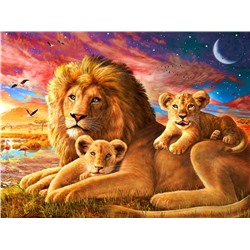 Алмазная мозаика картина стразами Лев и львята, 30х40 см
