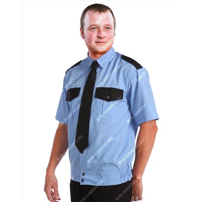 Рубашка Охранника на резинке цв.Голубой короткий рукав