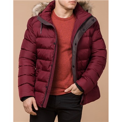 Бордовая трендовая куртка на зиму модель 27715