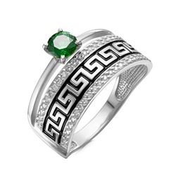 Серебряное кольцо с зеленым фианитом - 1055