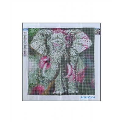 Алмазная мозаика картина стразами Слон в узорах, 30х30 см