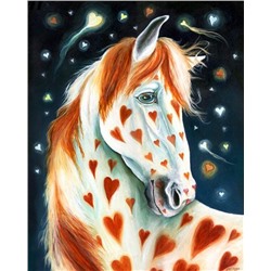 Алмазная мозаика картина стразами Лошадь с сердечками, 30х40 см