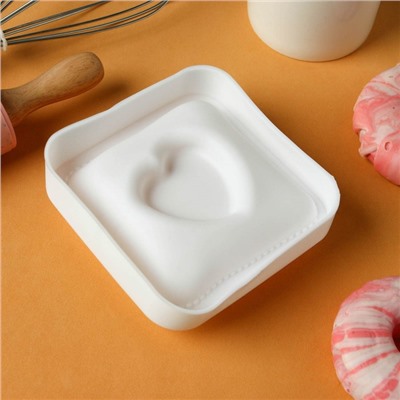 Форма для выпечки и муссовых десертов KONFINETTA «Любовь в квадрате», 11,4×12×4,4 см, силикон, цвет белый