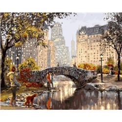 Алмазная мозаика картина стразами Мост через реку, 30х40 см