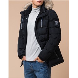 Короткая куртка черно-синяя на зиму модель 12528