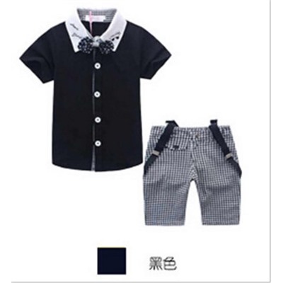 Костюм для мальчика: рубашка и шорты на подтяжках F0022