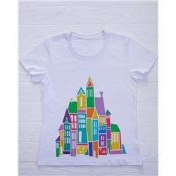 FU30B-M0018 Женская футболка с принтом Радужный город