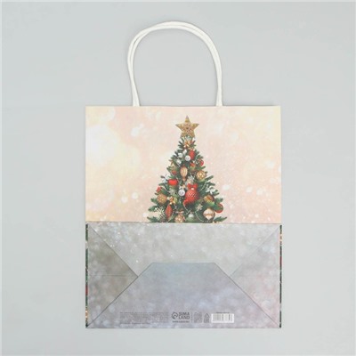 Пакет крафтовый «Новогодняя елочка», 22 × 25 × 12 см