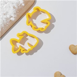 Набор форм для печенья Доляна «Рыбки», 2 шт, 14×13×2 см, цвет жёлтый