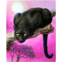 Алмазная мозаика картина стразами Чёрная пантера на дереве, 30х40 см