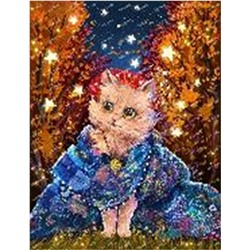 Алмазная мозаика картина стразами Котик со звёздами, 40х50 см