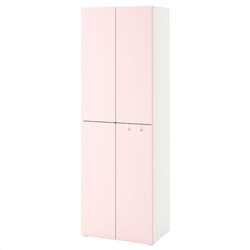 SMÅSTAD СМОСТАД, Гардероб, белый бледно-розовый/с 2 платяными штангами, 60x42x181 см