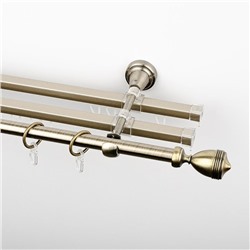 Карниз металлический стыкованный с U-шинами и наконечниками "Ремус", 3-рядный, золото антик, гладкая труба, ø 16 мм  (kn-798)