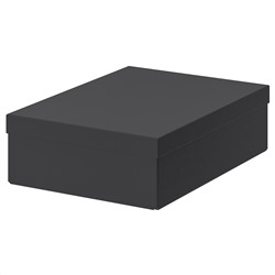 TJENA ТЬЕНА, Коробка с крышкой, черный, 25x35x10 см