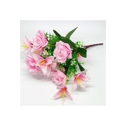 Букет искусственных цветов розы с лилией 32 см р7