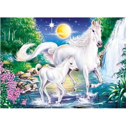 Алмазная мозаика картина стразами Белая лошадь с жеребёнком, 50х65 см