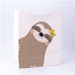 Подарочный пакет(M) "Sloth", white