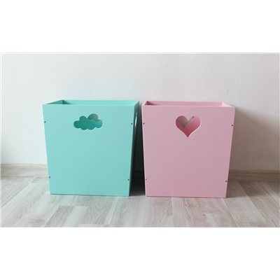 Деревянный ящик для игрушек, розовый с сердечком