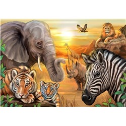 Алмазная мозаика картина стразами Животные Африки, 50х65 см