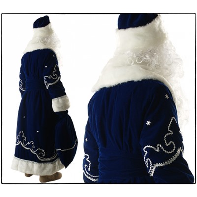 Дед Мороз синий бархат с орнаментом