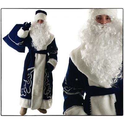 Дед Мороз синий бархат с орнаментом