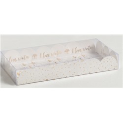 060-0109 Коробка для кондитерских изделий с PVC крышкой «Снег», 10.5 × 21 × 3 см