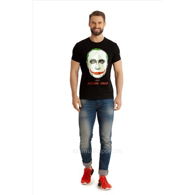 Светящаяся мужская футболка стрейч Alpha Endless 4204 Black / Русский Джокер / Бэтмен / Футболка с Путиным / Путин / Светится в темноте и ультрафиолете