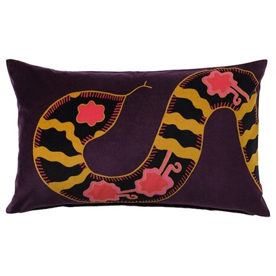 KARISMATISK КАРИСМАТИСК, Чехол на подушку, рисунок «змея» фиолетовый, 40x65 см