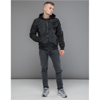 Стильная мужская куртка бомбер черная Braggart "Youth" модель 30155