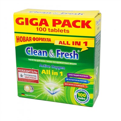 Таблетки для ПММ CLEAN&FRESH "All in 1", 100 таб.