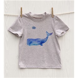 FU33BG-М0042 Футболка для мальчика бежевый меланж с принтом Голубой кит