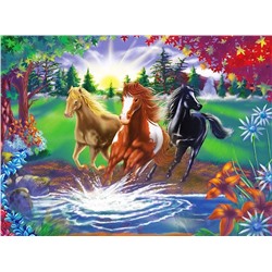 Алмазная мозаика картина стразами Сказочные кони, 30х40 см