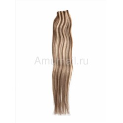 Натуральные волосы на липкой ленте №8/24 Комбинированный (5*30 см) 55 см