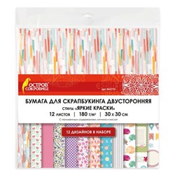 Бумага для скрапбукинга 30*30см "Яркие краски", 12л