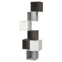 EKET ЭКЕТ, Комбинация настенных шкафов, белый/темно-серый/светло-серый, 80x35x210 см