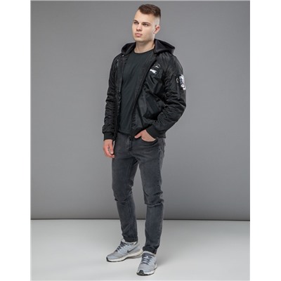 Стильная мужская куртка бомбер черная Braggart "Youth" модель 30155