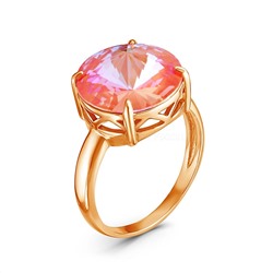 Кольцо из золочёного серебра с кристаллом Оранжевое свечение 0042кз-001L146D