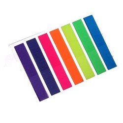Блок-закладка с липким краем 8 мм х 45 мм, пластик, 7 цветов по 20 листов, флуоресцентные