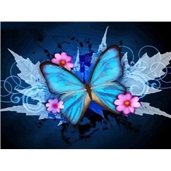 Алмазная мозаика картина стразами Голубая бабочка, 30х40 см