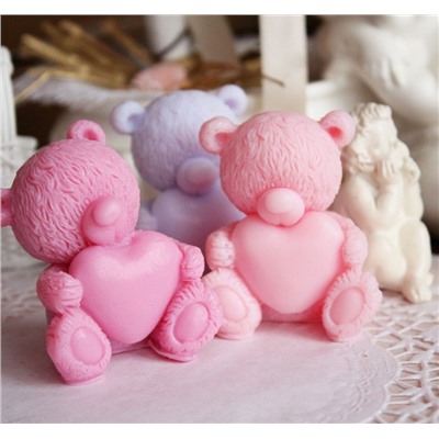 Влюбленный Тедди-валентинка розовый - фигурное мыло ручной работы арт.milotto003106