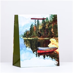 Пакет подарочный "Лодка у реки", 18 х 22,3 х 10 см