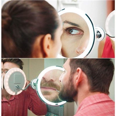 Косметическое зеркало на вакуумной присоске и подсветкой My Fold Jin Ge Mirror