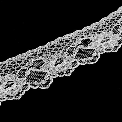 Кружево капроновое, 35 мм × 10 ± 1 м, цвет белый