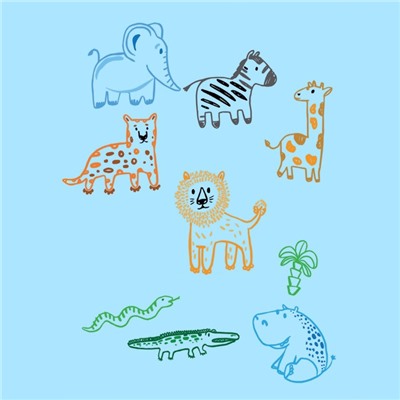 Термотрансфер-хамелеон «Зоопарк детский», 19,3 × 17,5 см, 9 дизайнов