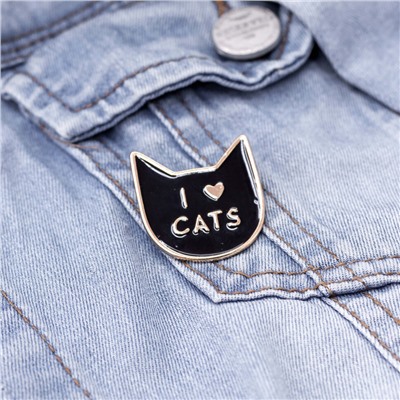 Значок " I love cats", black