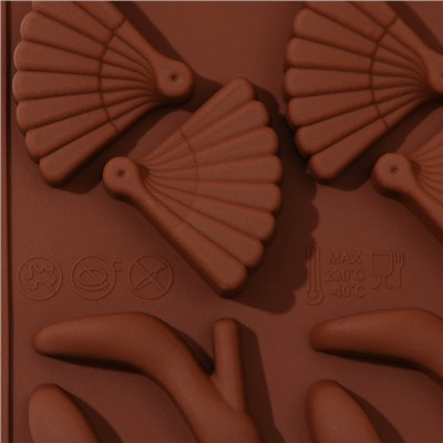 Форма для льда и кондитерских украшений Доляна «Дамский набор», 21×11×1,5 см, силикон, 14 ячеек